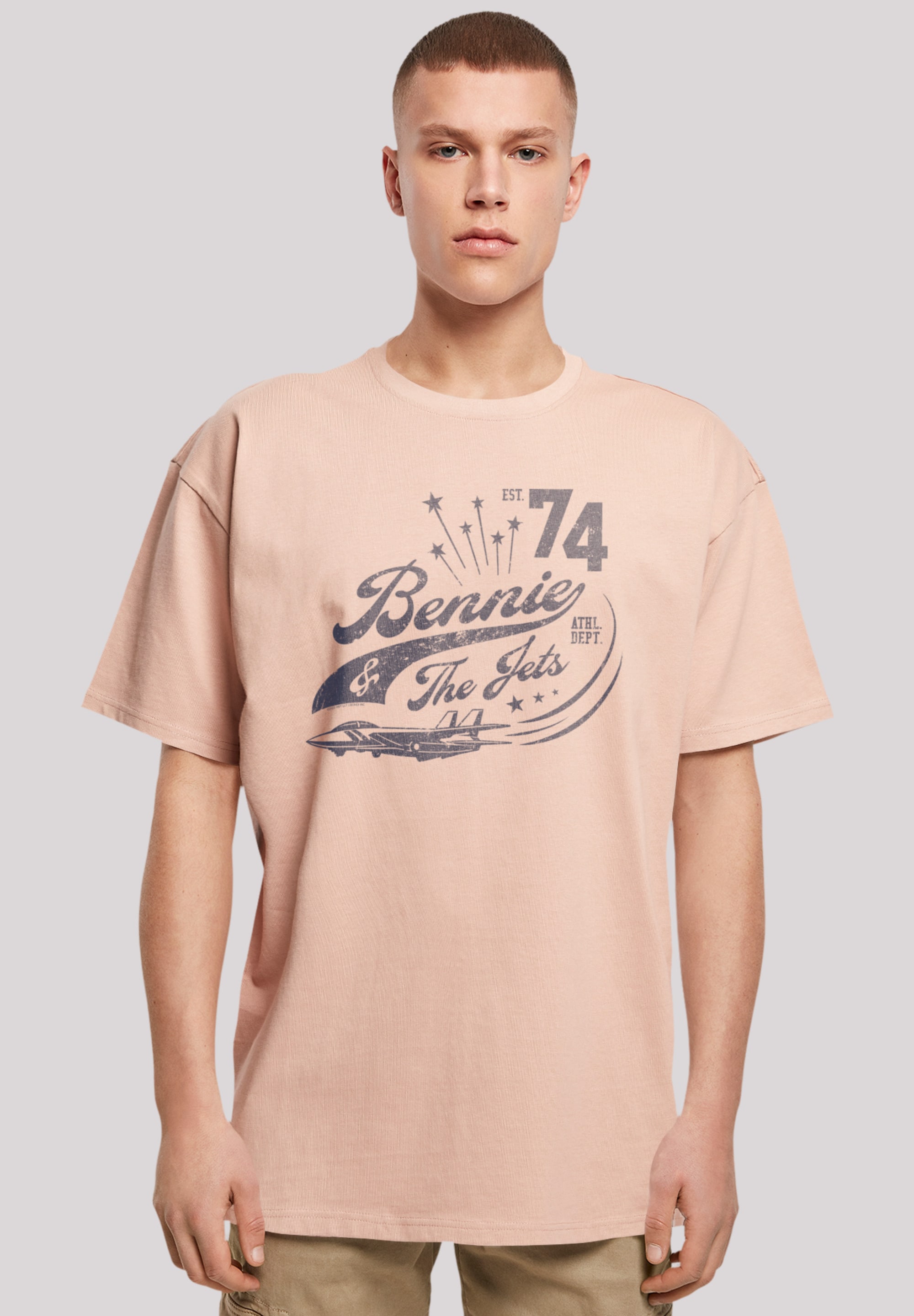 T-Shirt F4NT4STIC "Elton John Bennie And The Jets", Herren, Gr. XXL, gelb (amber), Obermaterial: 100% Baumwolle, oversize, Rundhals, ohne Bündchen, Shirts, Musik, Band, Logo Image