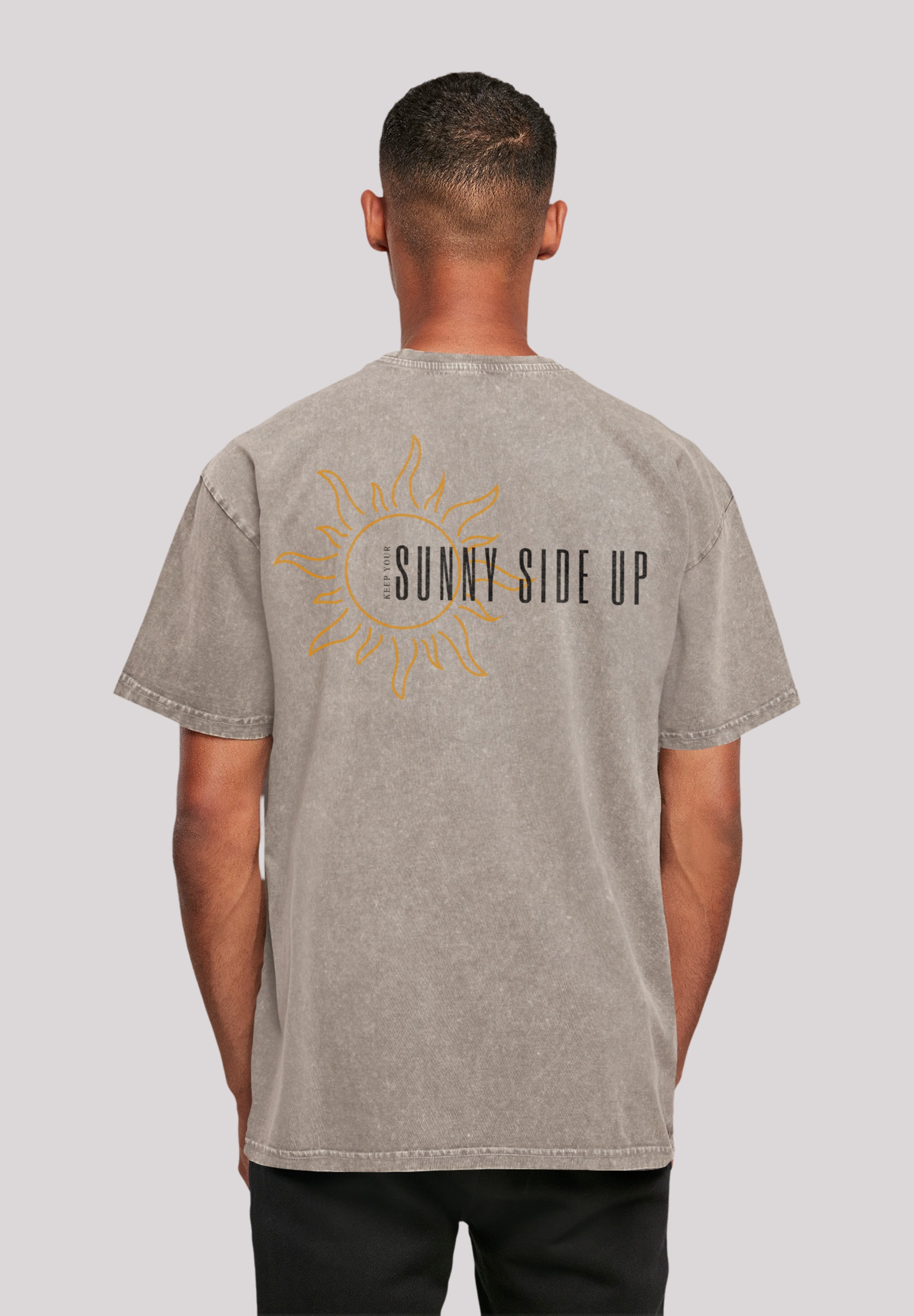 T-Shirt F4NT4STIC "Sunny side up", Herren, Gr. XL, grau (asphalt), Obermaterial: 100% Baumwolle, Casual, oversize, Rundhals, ohne Bündchen, Shirts, Print Image