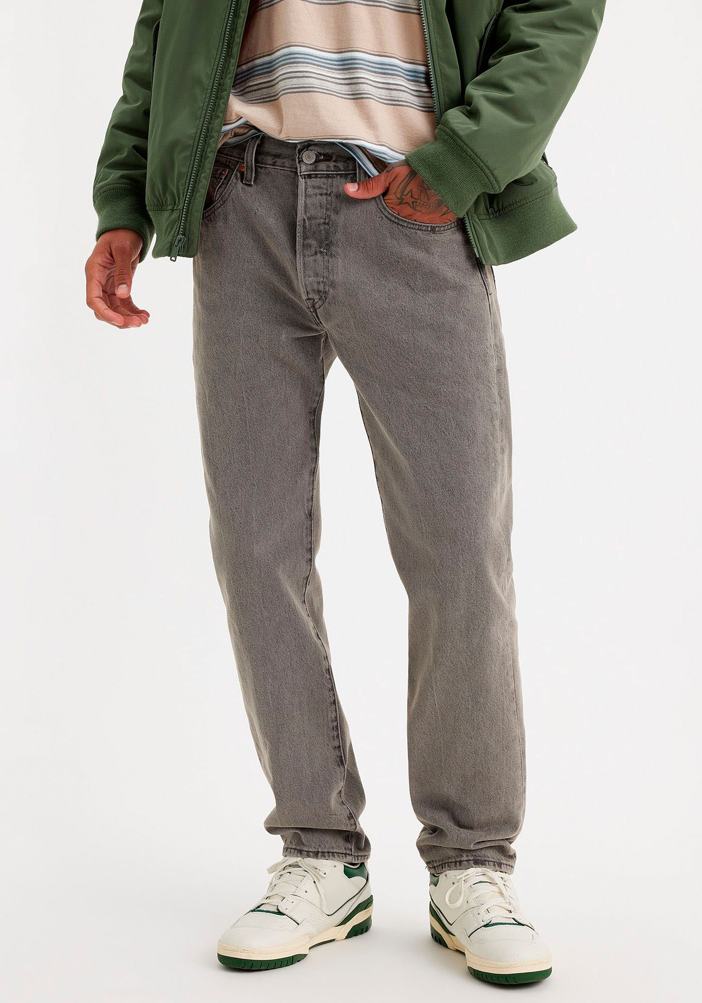 Straight-Jeans LEVI'S "501 LEVI'S ORIGINAL", Herren, Gr. 31, Länge 32, grau (walk down), Denim/Jeans, Obermaterial: 100% Baumwolle, normal lang, Jeans Straight-Jeans, mit Markenlabel, Topseller