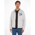 Sweatjacke TOMMY JEANS "TJM REG GRAFFITI ZIP TRU" Gr. XXXL, silberfarben (silver grey) Herren Sweatjacken