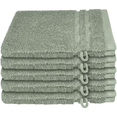 Waschhandschuh SCHIESSER "Schiesser Frottier-Set Milano, 5x Stück", grün (hellgrün), B:16cm L:22cm, Frottier, Handtücher (Packung), mit Webbordüre Image