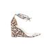 Vince Camuto Wedges: Ivory Leopard Print Shoes - Women's Size 7 1/2 - Open Toe