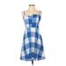 Old Navy Casual Dress - A-Line: Blue Checkered/Gingham Dresses - Women's Size Small