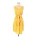 C+D+M Collection Casual Dress V-Neck Sleeveless: Yellow Print Dresses - Women's Size Medium