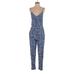 Lilly Pulitzer Jumpsuit Plunge Sleeveless: Blue Floral Jumpsuits - Women's Size X-Small