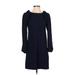 Chelsea28 Casual Dress - Shift High Neck Long sleeves: Blue Print Dresses - Women's Size 2