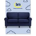 Serta at Home Serta Copenhagen Modern Sofa 61" Loveseat Couch w/ Pillowed Back Cushions & Rounded Arms Polyester in Blue | Wayfair CR48575