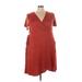 Star Vixen Casual Dress - Mini V Neck Short sleeves: Orange Solid Dresses - Women's Size 4X