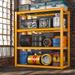 Rebrilliant Lytarra Heavy Duty Garage Shelving Unit Storage Shelves for Garage Kitchen 4 Tiers Steel in Orange/Black | Wayfair