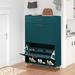 Everly Quinn Quinn 12 Pair Shoe Storage Cabinet w/ 2 Flip Drawers Metal/Manufactured Wood in Green | Wayfair 2748F45DE18E49A6A6ACE311C3BCE504