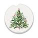 Millwood Pines Peppermint Tree Round Absorbent Stone Coaster for Vehicle Cup Holder Stoneware in Green/White | 0.25 H x 2.6 W x 2.6 D in | Wayfair