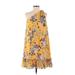 Shoshanna Casual Dress - Mini Plunge Sleeveless: Yellow Print Dresses - Women's Size 4