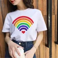 2023 Best Seller t-shirt acquerello arcobaleno segnale Wireless donna estate poliestere carino