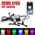 Luci di marcia diurna a LED per auto Devil Eye controllo APP RGB occhi di demone fari da 2.5 pollici Mini proiettore accessori per auto lencicatrice