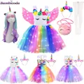 Neonate Tutu unicorno vestito lampeggiante luce arcobaleno principessa festa di compleanno vestito