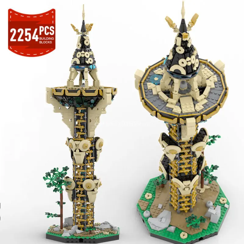 Moc Zeldaed Sheikah Tower House Modello Building Blocks Set Gioco Architettura MOC- 139323 129936 Assemblare i regali di compleanno del giocattolo dei mattoni