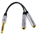 6.35mm 1/4 ''TRS a Dual 6.35mm 1/4" TS-Mono Stereo Y-Cable Splitter Cord per smartphone Computer
