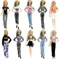 NK 1 Set barbie vestiti per bambole nuova moda t-shirt/giacca + pantaloni adatti per bambola da 11.8