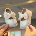 Neonate scarpe con fiocco grande tacco basso fiore scarpe eleganti da festa di nozze scarpe da