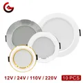 10 pz/lotto faretto da incasso a Led 12V 24V 110V 220V 5W 9W 12W 15W 18W plafoniera da incasso 3/4/5