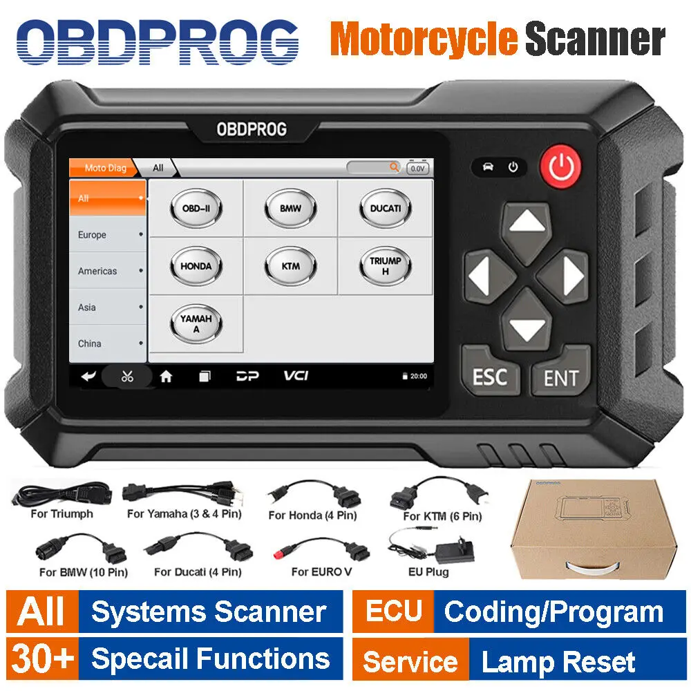 OBDPROG MOTO 100 sistema completo diagnosi Scanner MOTO codifica ECU 5000 + copertura modelli MOTO analisi MOTO Auto