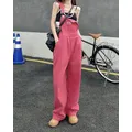 SML jeans donna 2022 estate stile Preppy sciolto ragazze rosa gamba larga pantaloni tuta coreana