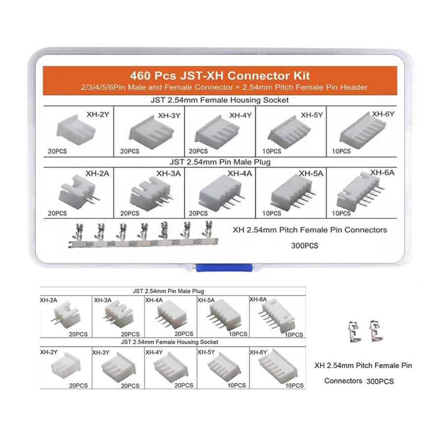 460 PZ 2.54mm JST-XHP 2/3/4/5/6 Pin Alloggiamento con 2.54mm JST XH Maschio/Femmina Pin Header Dupont Kit connettore cavo