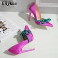 Eilyken 2024 nuove scarpe décolleté donna moda seta farfalla nodo Sexy punta a punta spogliarellista