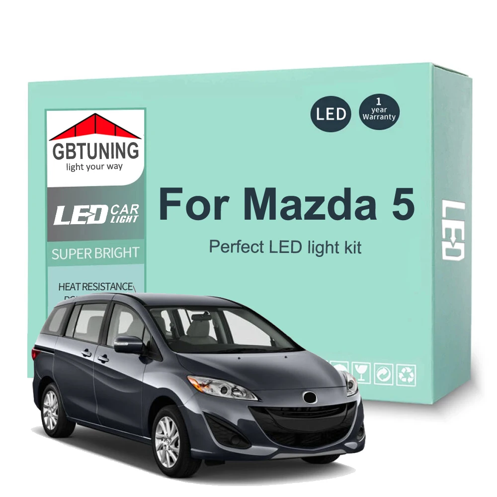 10Pcs Kit lampadina interna a LED per Mazda 5 2006-2009 2010 2011 2012 2013 2014 2015 Car LED Map Dome Trunk Canbus nessun errore