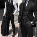 Abito da uomo classico nero 3 pezzi smoking Peak risvolto Groomsmen abiti da sposa Set moda uomo