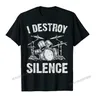 Distruggere il silenzio batterista Vintage batterista Set di batteria T-Shirt Harajuku cotone