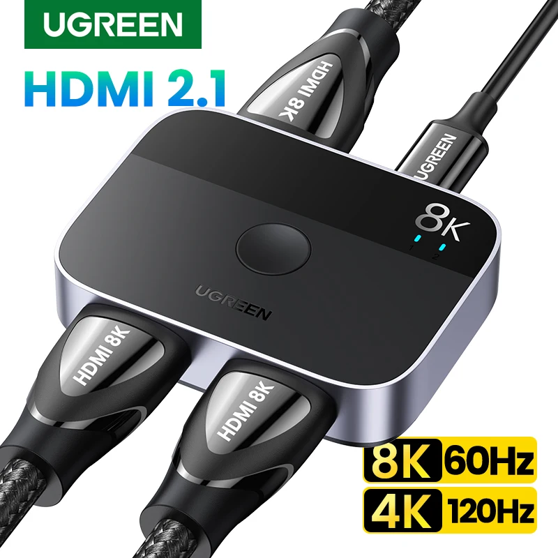 UGREEN HDMI Splitter 8K 60Hz 4K 120Hz 2 in 1 out per TV Xiaomi Xbox SeriesX PS5/4 HDMI Cable Monitor proiettore HDMI 2.1 Switcher