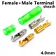 25/50/100 set 4.0 terminale proiettile connettore cavo elettrico per auto diametro 4mm femmina + maschio + custodia terminale pressa a freddo verde