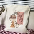 Shopper Woman Face One Line Art Tote Bag stampato donna Harajuku Shopper borsa a tracolla borsa