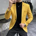 Plus Size 4XL-M Autunno Pelle di cervo Velluto Giubbotti Blazer 6 Colori Uomo Business Slim Blazer