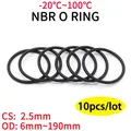 10 pz NBR O Ring Guarnizione di Tenuta Spessore CS 2.4mm OD 6 ~ 190mm Gomma Nitrile Butadiene