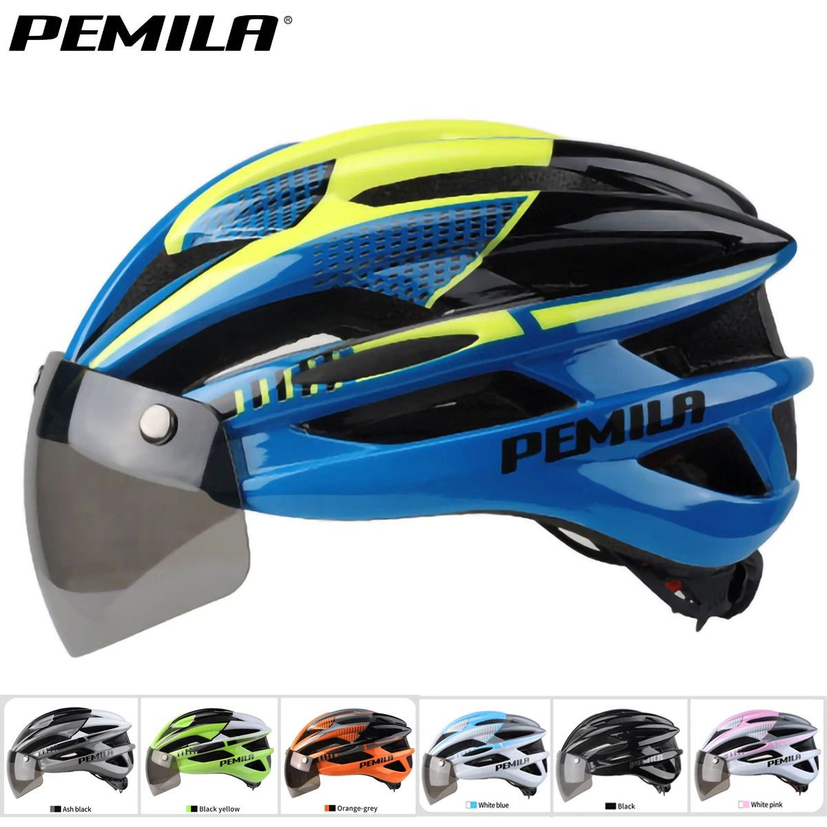 PEMILA Casco da ciclismo Uomo Donna Occhiali Casco da bici elettrica Casco da mountain bike da strada Lente per equitazione Bicicletta Sport Skateboard Scooter