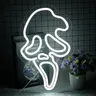 Halaloween Ghost Face Neon Sign Halloween Skull Neon Light per camera da letto sala giochi Mancave