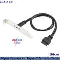 Cavo per montaggio a pannello da 20 pin USB 3.1 tipo C femmina a USB 3.0 da 0,5 m con staffa di espansione per pannello posteriore PCI posteriore per PC