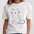 T-shirt donna stampa grafica abbigliamento donna moda Tee Cat Love Trend nuovo stile femminile