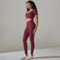 Abbigliamento sportivo donna Yoga Set Leggings a vita alta senza cuciture t-shirt a maniche corte