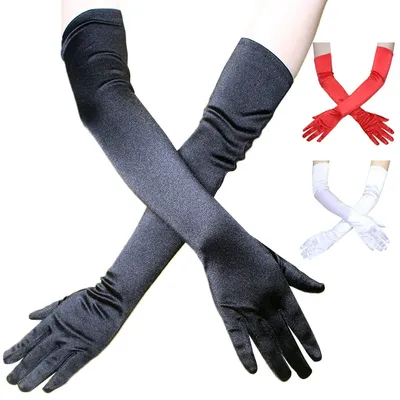 Bellissimi guanti in raso eleganti guanti in raso tinta unita guanti lunghi alla moda accessori per