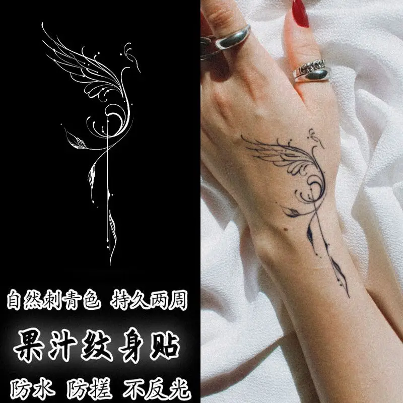Adesivi per tatuaggi con nappe Phoenix succo di erbe per donne Tatuaggi temporanei per braccio Tatuaggi finti impermeabili Adesivi per tatuaggi sexy duraturi