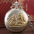 Argento dorato serie militare degli stati uniti Navy USS condition Sail Frigate orologio da tasca al