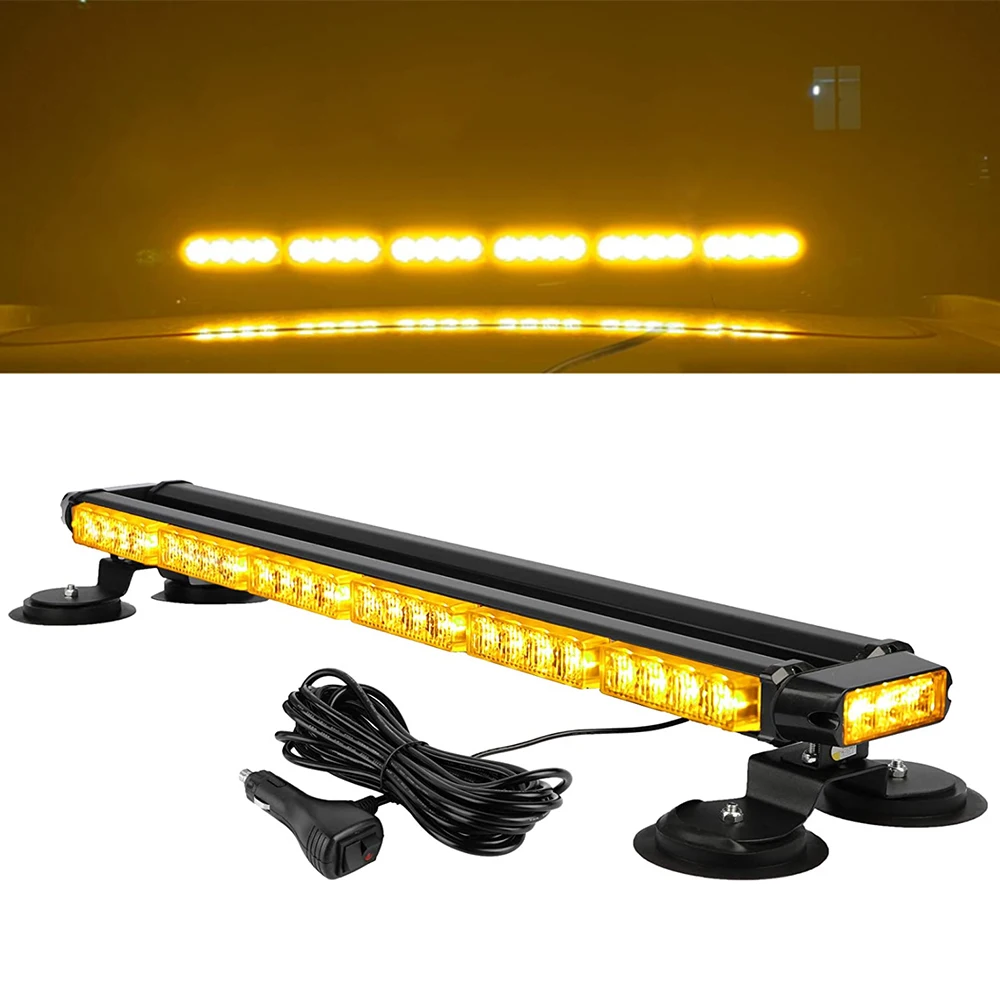 29.5 ''LED Barra luminosa stroboscopica Segnale stradale Avvertimento di emergenza Luce lampeggiante Ambra Auto Tetto Luci stroboscopiche Polizia Flash Lamp