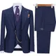 Lansboter abito da uomo blu Navy 3 pezzi Slim Business Casual per lo sposo di nozze giacca da