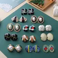 Smalto colorato gocciolante olio zircone Vintage elegante perla metallo orecchini per le donne ragazze gioielli da festa HUANZHI 2021 nuovo