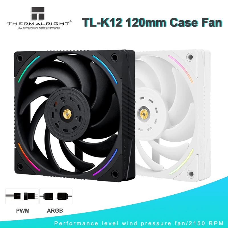 Thermalright TL-K12 Ventola Case 4PIN PWM 120mm Ventola di raffreddamento CPU S-FDB V2 con cuscinetto Ventola di raffreddamento dell'aria per computer ad alte prestazioni