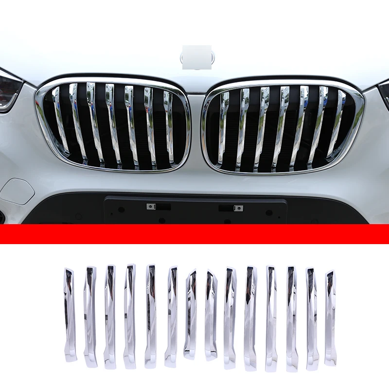14 pz/set Car Styling ABS cromato anteriore griglia Trim strisce copertura per BMW X1 F48 2016-2019 20i 25i 25le Auto accessori esterni