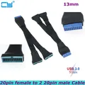 Scheda madre USB3.0 Intestazione da 19 pin a due USB 3.0 20 pin Uno a due Estensione USB Splitter Cavo adattatore USB da 1 a 2 fai da te